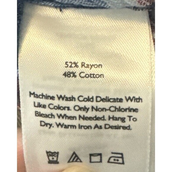 Women’s Eddie Bauer BLUE RED Plaid Button Up Long Sleeve Top Cotton Rayon Sz 2XL - Picture 9 of 9